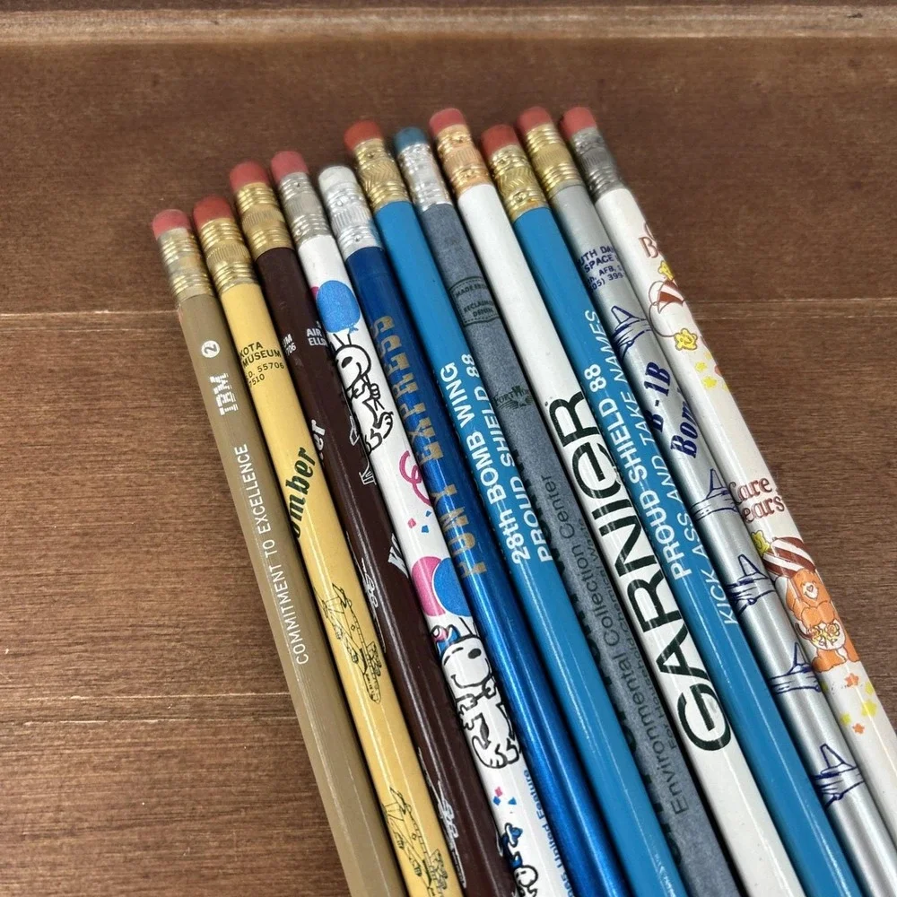 Set of 11, Vintage Collectible‎ Pencils Lot, Snoopy Car Bears IBM Garnier Pony+
